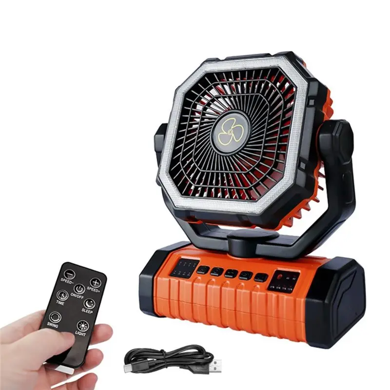 [UPUP]Battery Operated 20000Mah Rechargeable Fan Portable Desk/Camping Fan Featuring LED Light And Hook Outdoor Fan