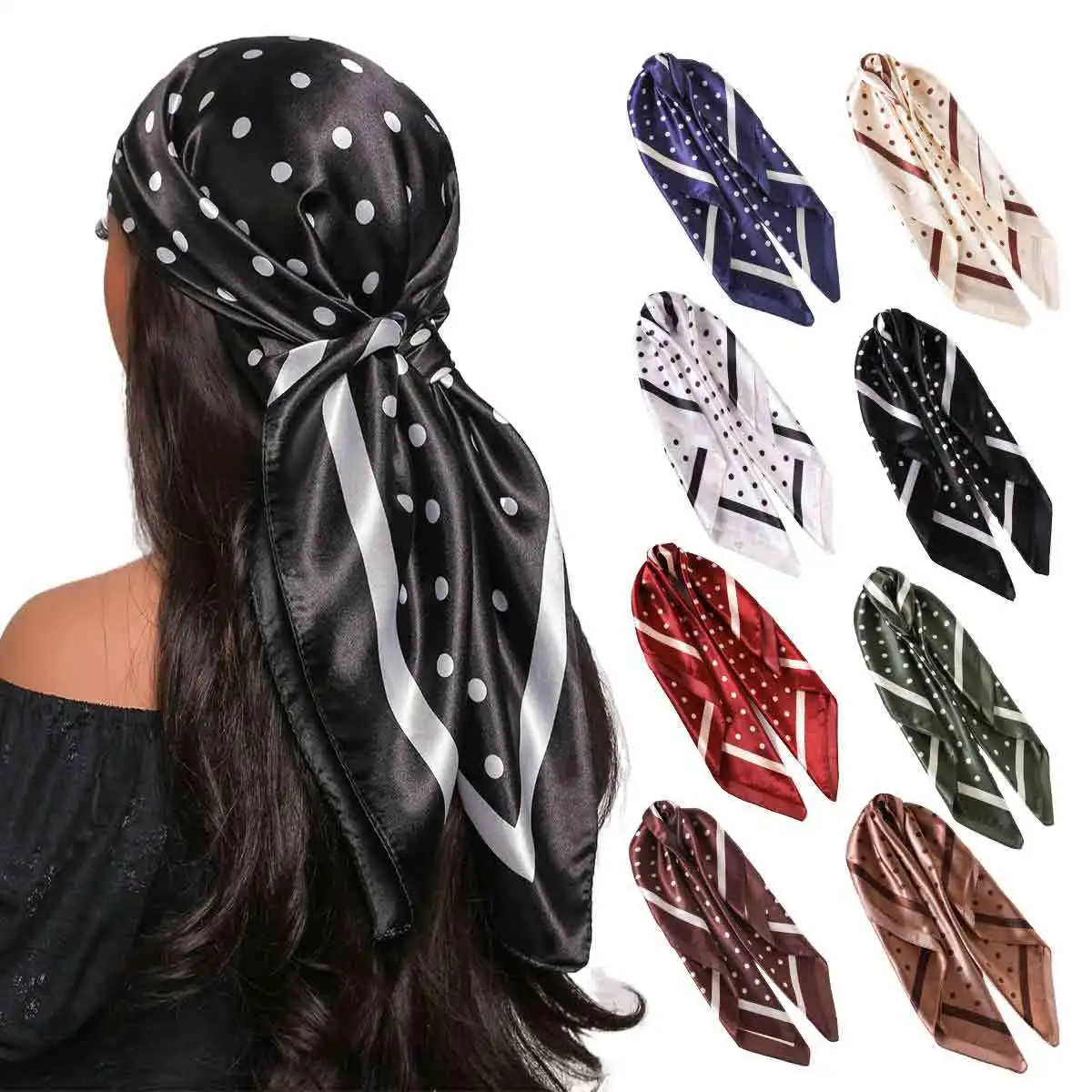 

Summer New Fashion Polo Dot Printing All-match Silk Scarf Women's Scarf 90 Sachet Square Scarf