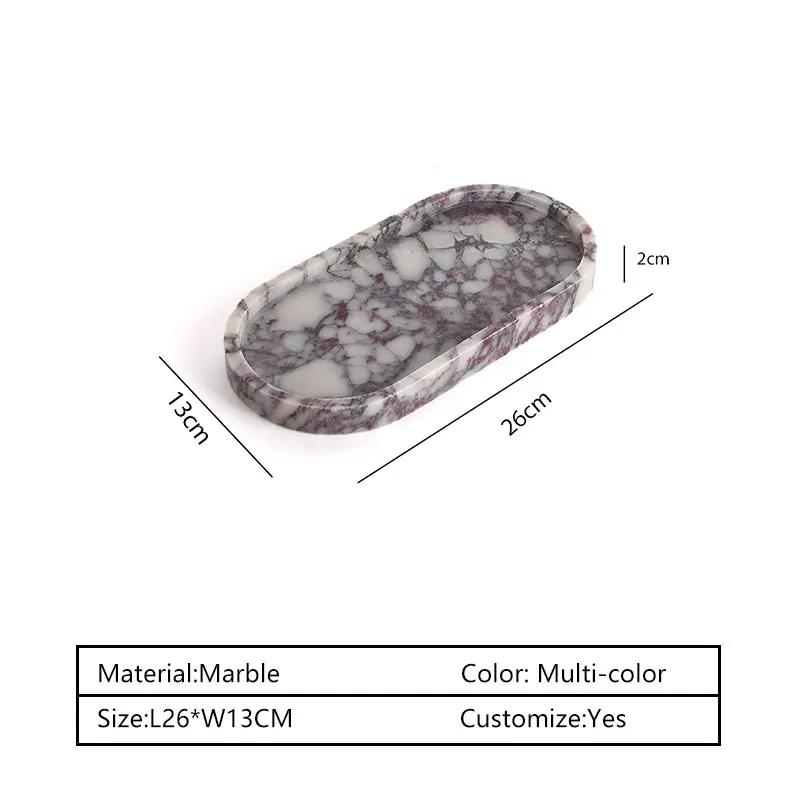 Natural Marble Tray Oval Stone Serving Tray Jewelry Perfume Display Tray Bathroom Vanity Organizer