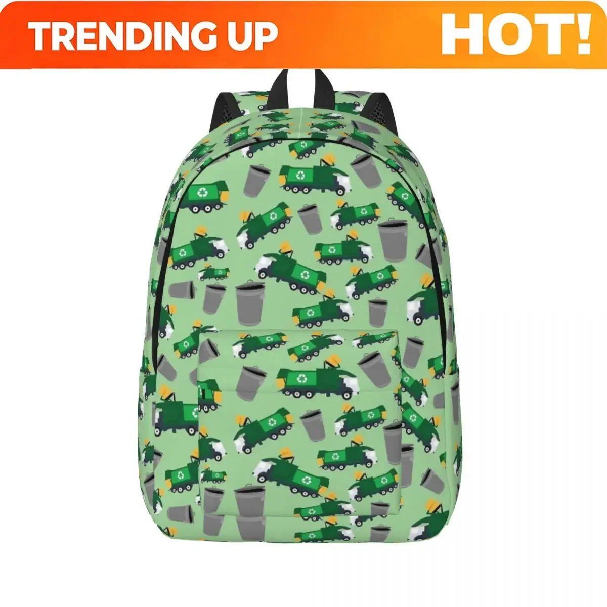 Custom Bag Recycling Garbage Truck Backpack Elementary High College School Student Eco-friendly Vehicles Bookbag Teens Daypack O