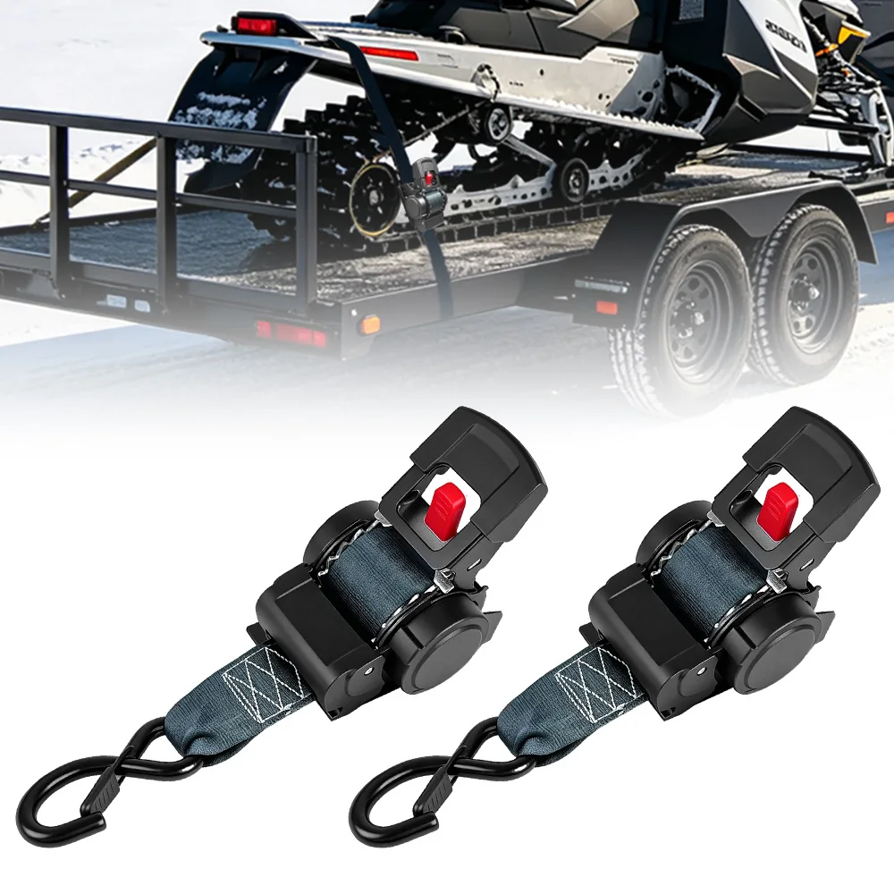 2pcs Single-Hook Tensioner Automatic Adjustable Binding Strap Truck Cargo Securement Fixation Tie Down for Truck Trailer Boat