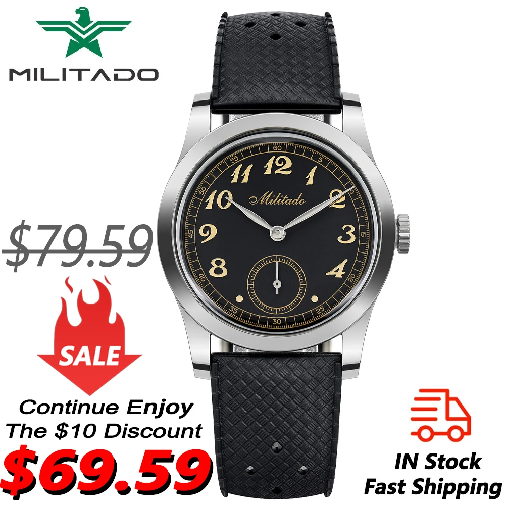 Militado ML01 Quartz Watch VD78 Movement 100m Water Resistance Wristwatch Domed Hardlex Crystal Stainless Steel Business Watches