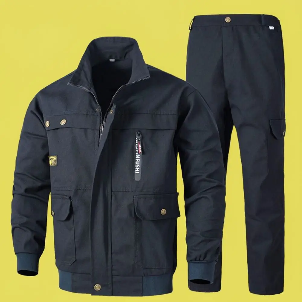 Mens Spring Autumn Utility Clothing Set Wear Resistant Protective Uniform For Industrial Factory Worker Mechanic Gear