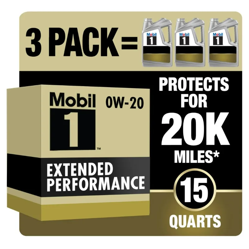 Mobil 1 Extended Performance Full Synthetic Motor Oil 0W-20, 5 Quart (Pack of 3)