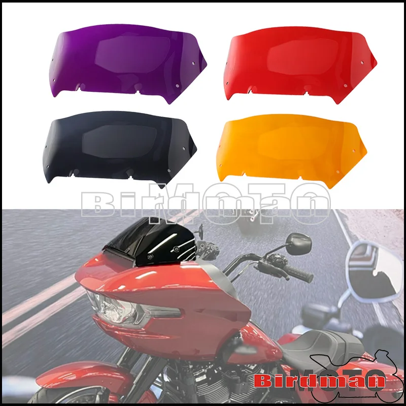 Motorcycle 9 Inch Front Faring Windshields Wind Deflector Windscreen For Harley Road Glide FLTRX 117 models 2024 -later 6 Colors