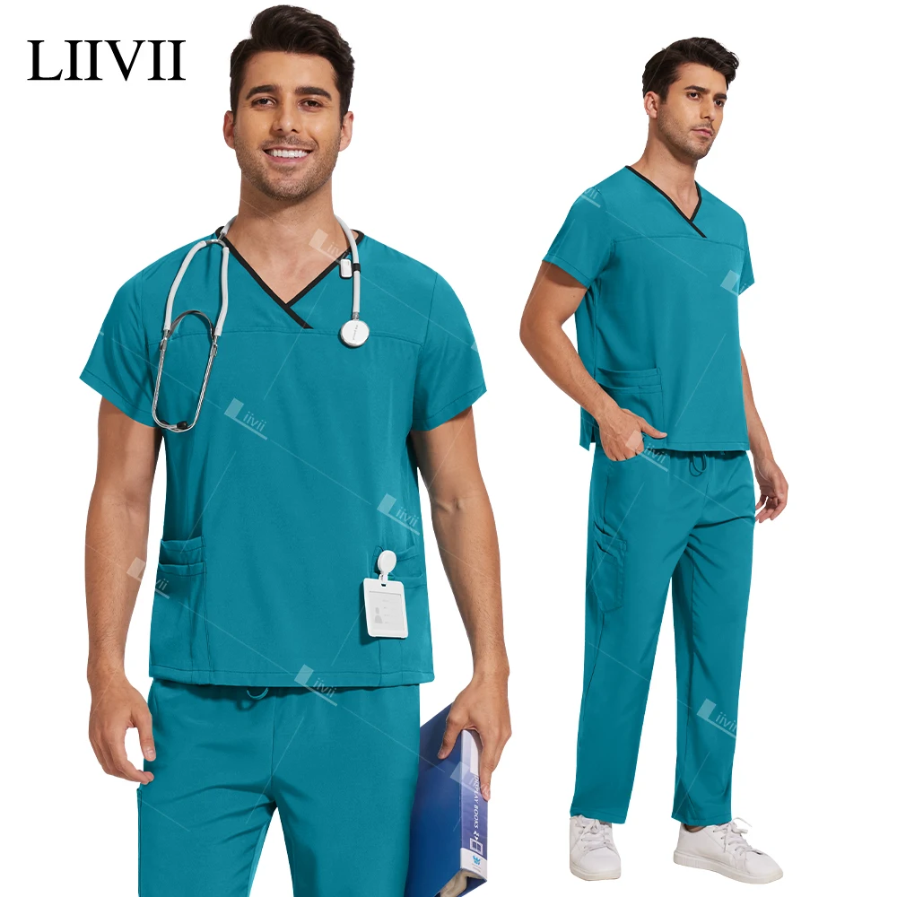 Surgical Uniforms Lab Workwear Clothes Nurse Scrubs Set Men Nurse Accessories Medical Uniform Surgical Dental Clinical Top Pants