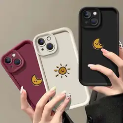 Sun Moon Doodle Phone Case For Samsung Galaxy S24 Ultra S23 S22 Plus S21 S20 FE A55 A54 5G A35 A15 A25 Silicone Protection Cover
