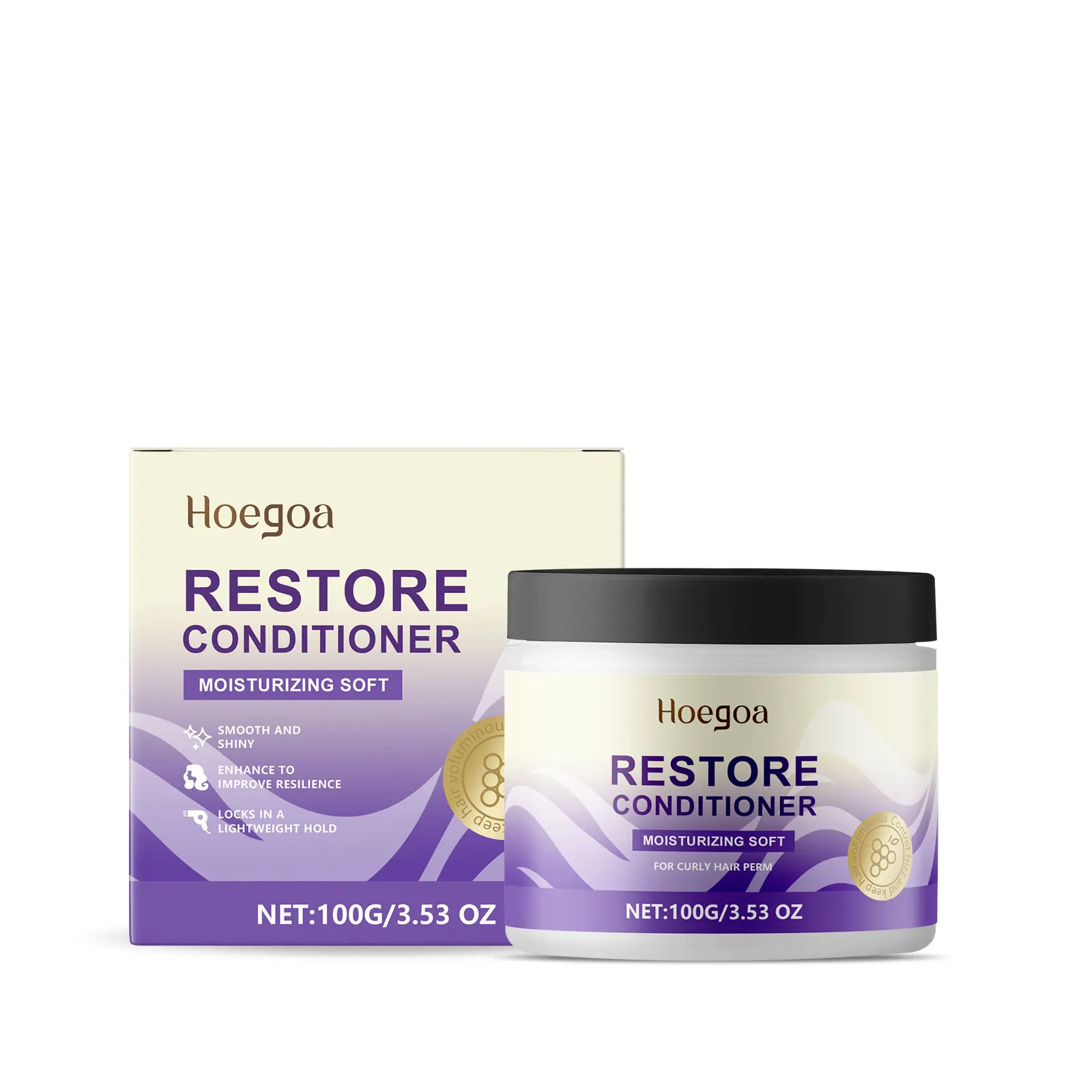 

Hoegoa LeaveIn Repair Curl Mask питает вьющиеся волосы для естественного восстановления локонов, стойкий блеск, крем для укладки, 3 шт.