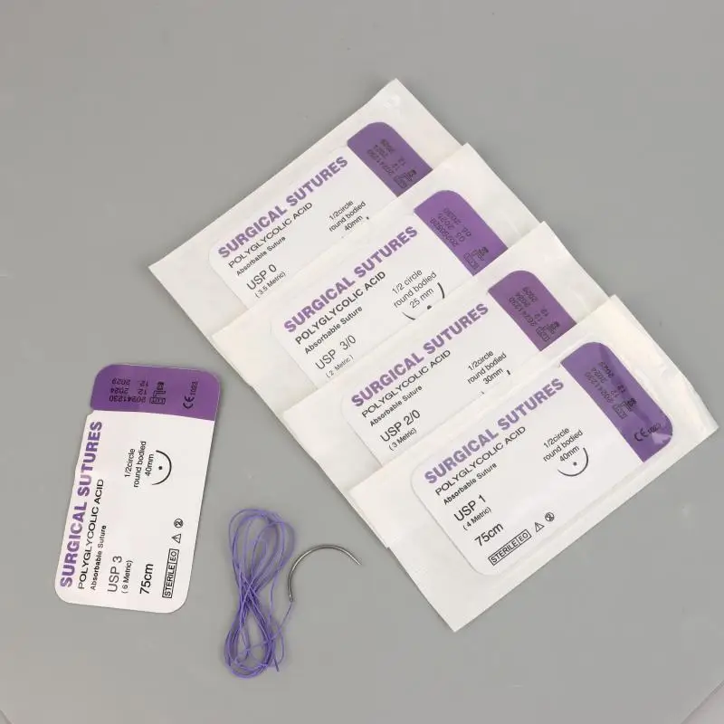 1/5PCS PGA 75CM With Needle 3/0 2/0 0 1 2 3 Absorbable Suture Thread Pet Dog Specific Teaching Demonstrations Exercises Use