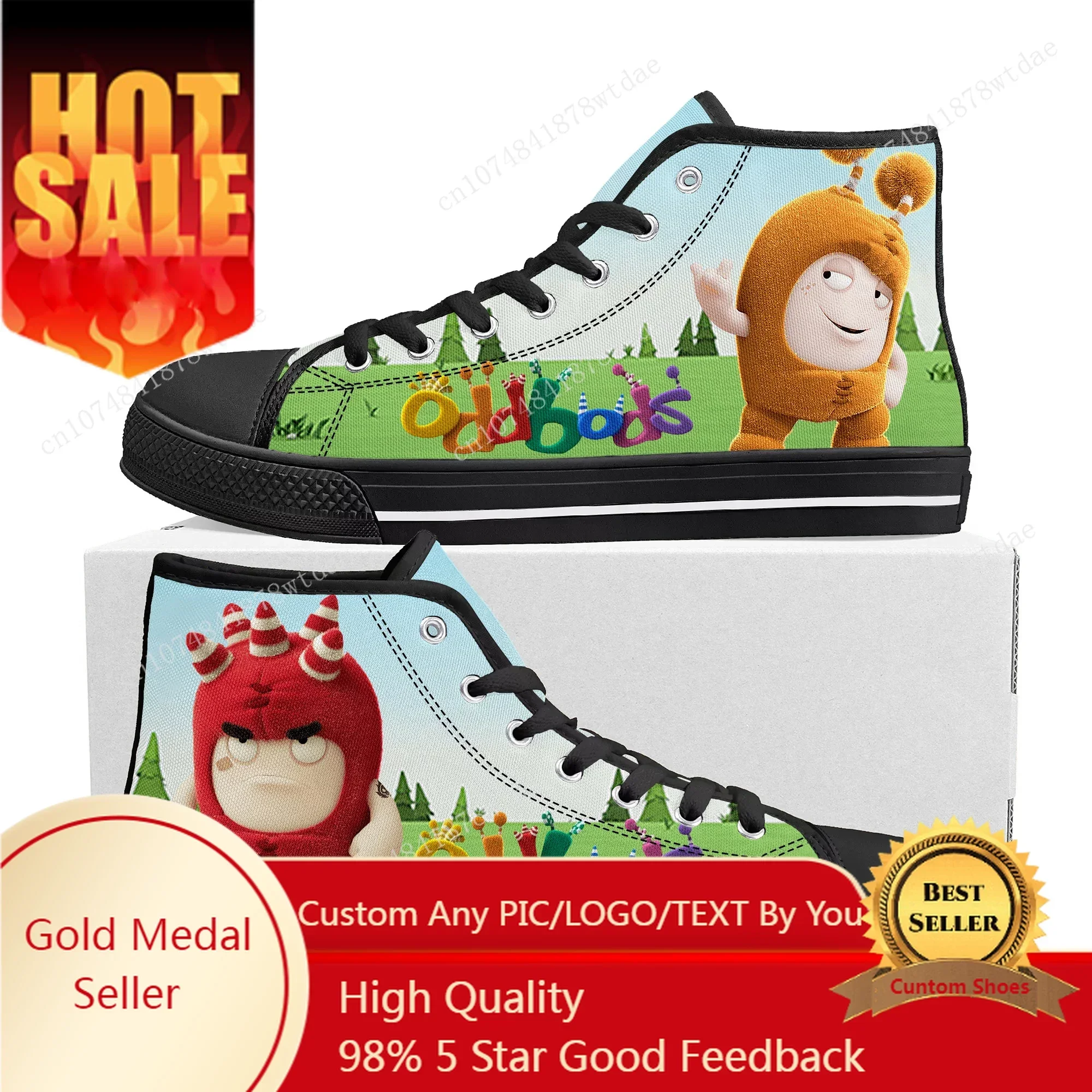 

Oddbods High Top Sneakers Mens Womens Teenager High Quality Canvas Sneaker Singapore Anime Cartoon Casual Custom Made Shoes