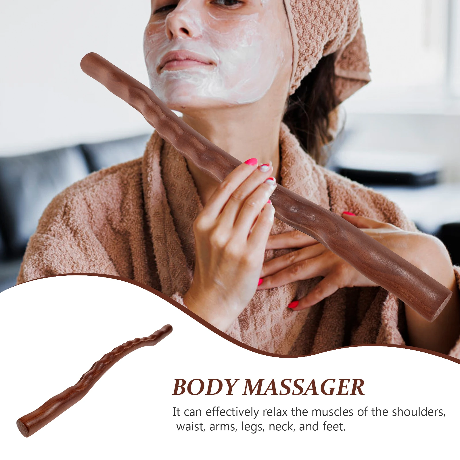 

Carbonized Massage Stick for Adults Wood Massager Stick with Non-Slip Grip for Home Office Travel Use Fatigue Relief Muscle