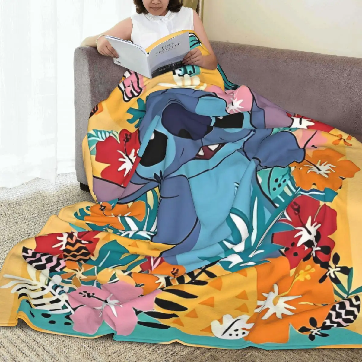 Warm Soft Blanket Travel Stitch Angel Miniso Throw Blanket Flannel Travel Office Picnic Bedspread For Outdoor Sofa Bed Cover