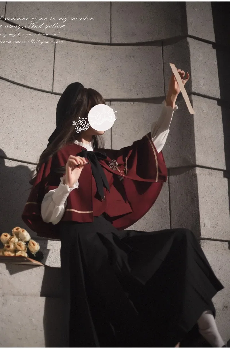 Preppy Style Uniform Elegant New Year Coat Top Women's Clothing 2025 Autumn Winter Japanese Rojita Cloak Vest Shirt Long Skirt