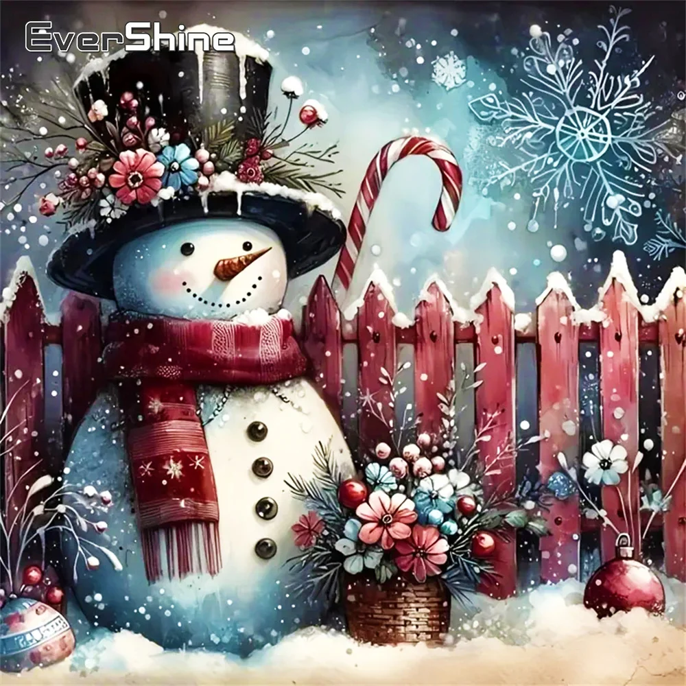 Evershine Schneemann Diamant Stickerei Winter DIY Geeignet für Anfänger Malerei Landschaft Kreuzstich Kits Mosaik Urlaub Geschenke