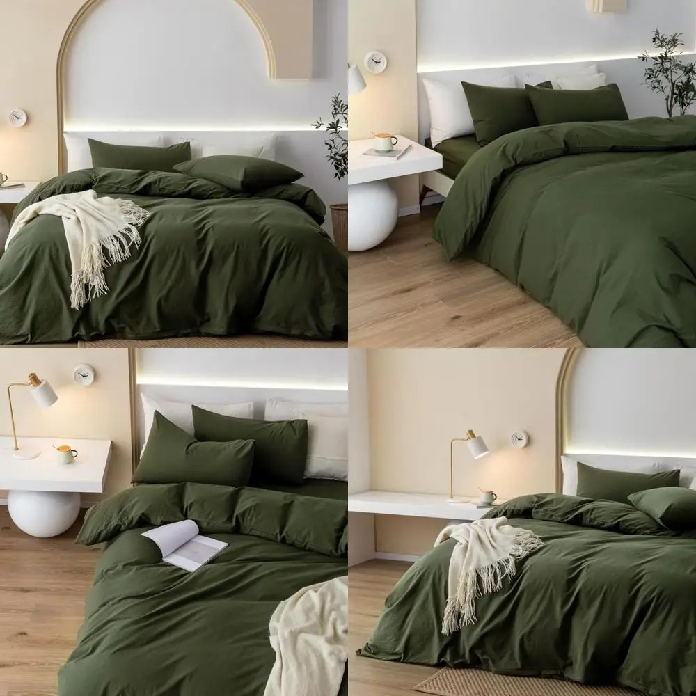 

King Size 100% Cotton Washed Duvet Cover Set - 3 Piece Bedding with 2 Pillowcases, Large, Comforter Not Included