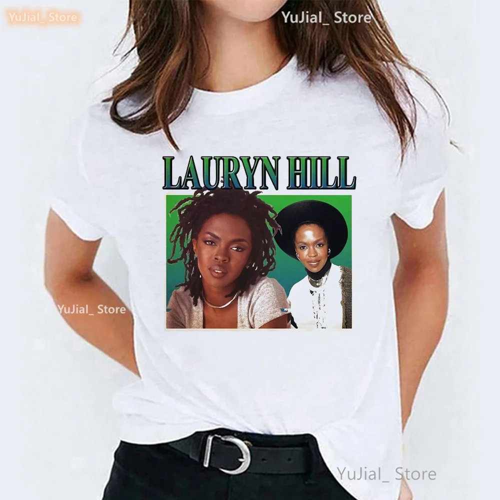 T-Shirt Vintage Lauryn Hill Imprimé pour Femme, Vêtement Esthétique, Musique, Hip Hop, Été, 2024