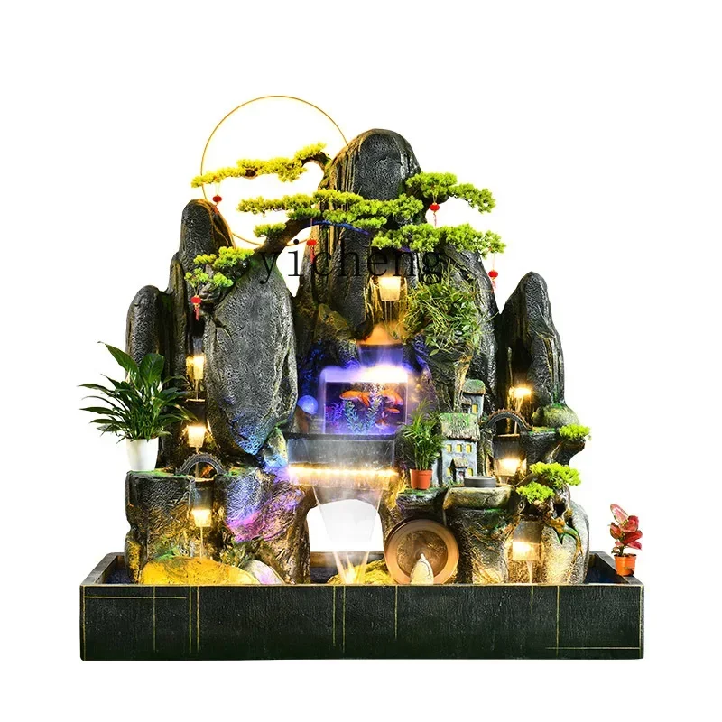 

rockery, flowing water, fountain, waterfall, lucky garden, courtyard landscaping, decorative landscape ornament