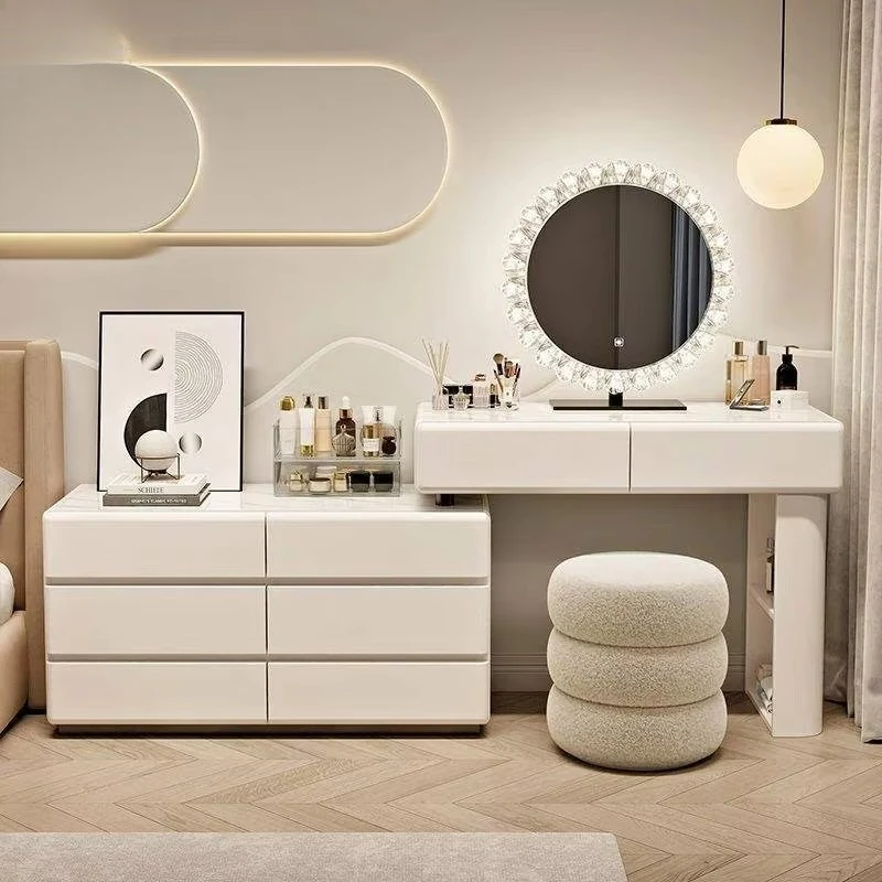 Luxury-Selected Dressing Table Solid Wood Cream Style Cabinet-Integrated New Style Bedroom Luxury High-End Vanity