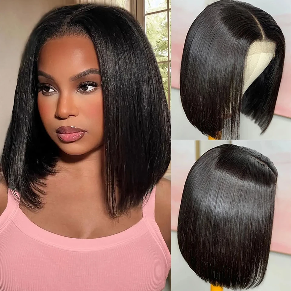 Bone Straight Short Bob Wigs 100% Human Hair Wigs 13*5*2 T Part Lace Front Wig Brazilian Lace Front Human Hair Wigs 180% Density