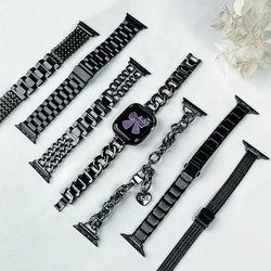 Stainless Steel Black Band For Apple watch Ultra 49mm 6 5 se 4 3 2 40mm 38 42mm 44mm Metal Strap for iWatch Series 8 7 41mm 45mm