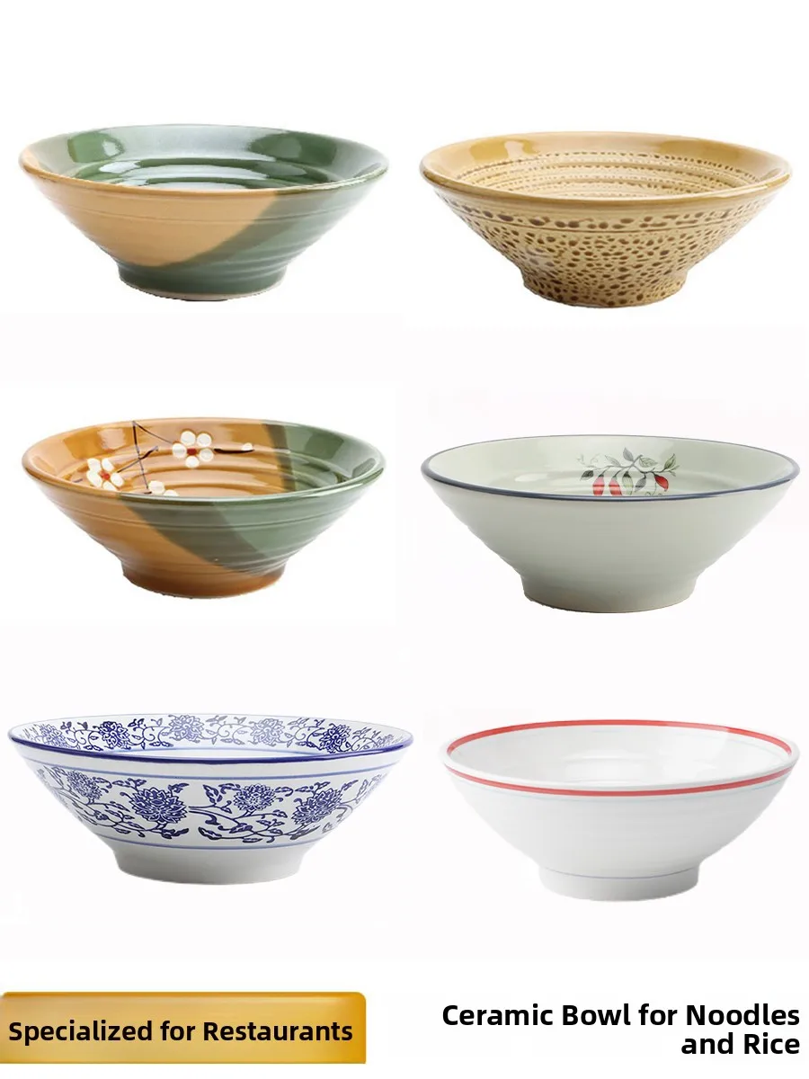 

Commercial Cerc Soup Bowl Large Porcelain Noodle Bowl Restaurant Quali round ape Heat Resistant Diwaer Se