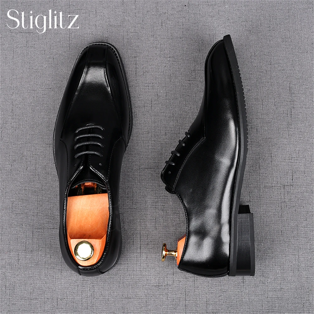 Polished Oxford Shoes for Men Soft Leather Handmade Shoes Sewing Design Elegant Banquet Shoes Wedding Leather Shoes Black Brown