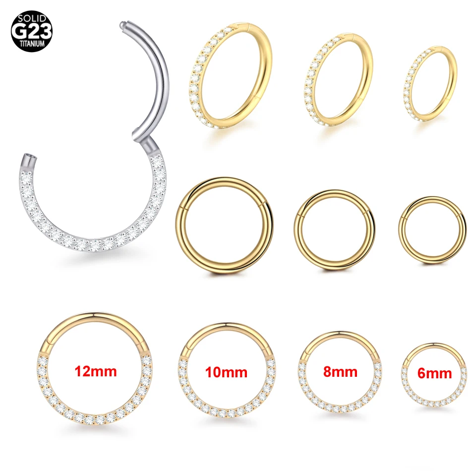 10Pcs/lot Titanium Hinged Segment Nose Ring Nose Hoops Piercing Septum Clicker Ear Tragus Cartilage Lip Ring Body Jewelry 6-14mm