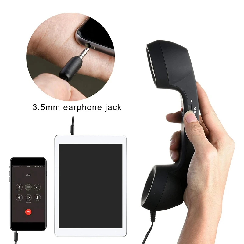 Microfone receptor de telefone retrô para celular, soquete de 3,5 mm