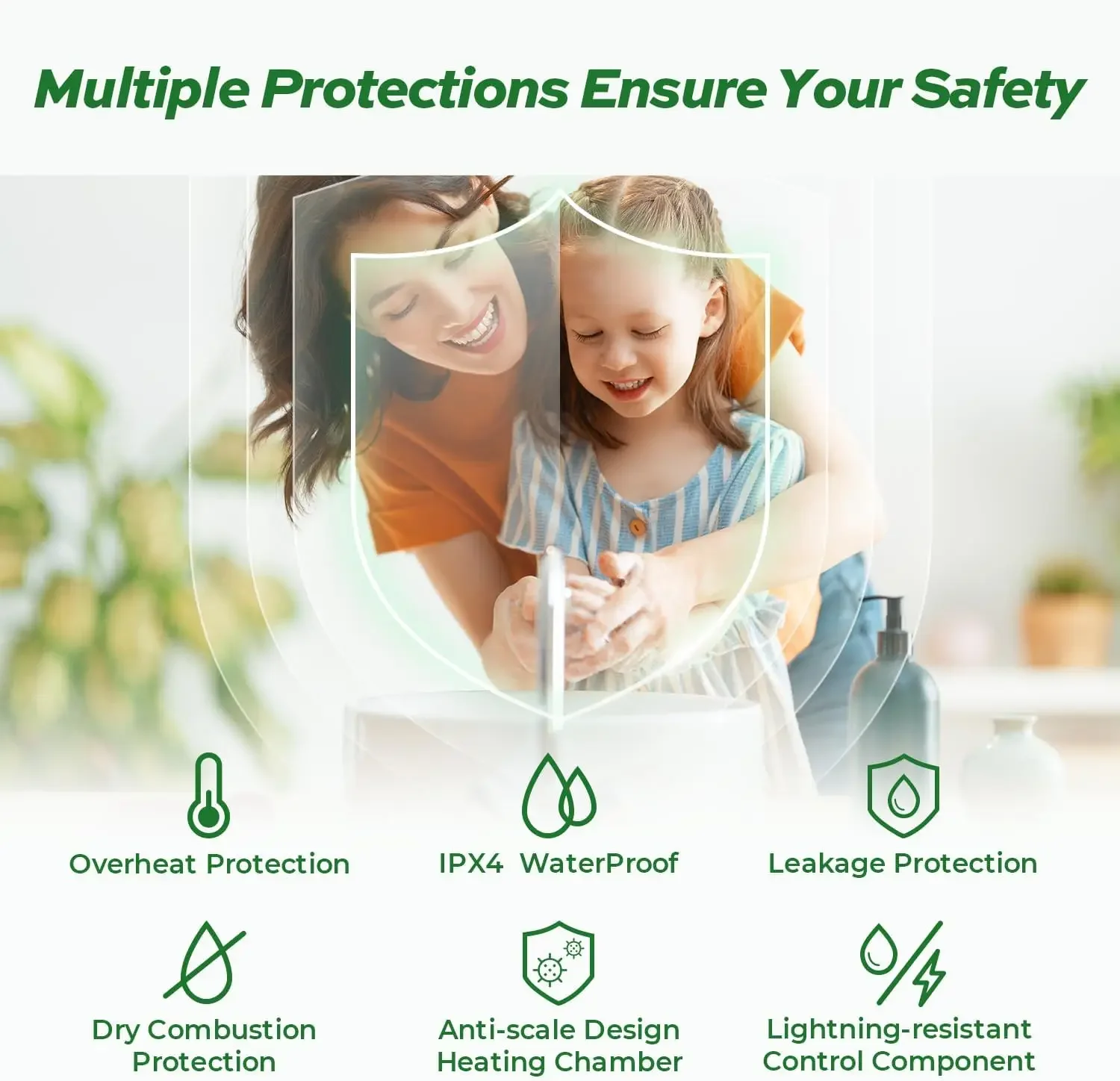 Electric Tank Water Heater, 8.0 Gallon Point of Use Instant Hot Water Heater 120V 1440W, Wall or Floor Mounted, Easy to Install