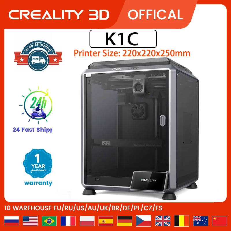 Creality K1C 3D Printer 600mm/s Auto Leveling Robust Direct Extruder Tri-High Speed Printing K1 Upgrade with AI Camera Printer