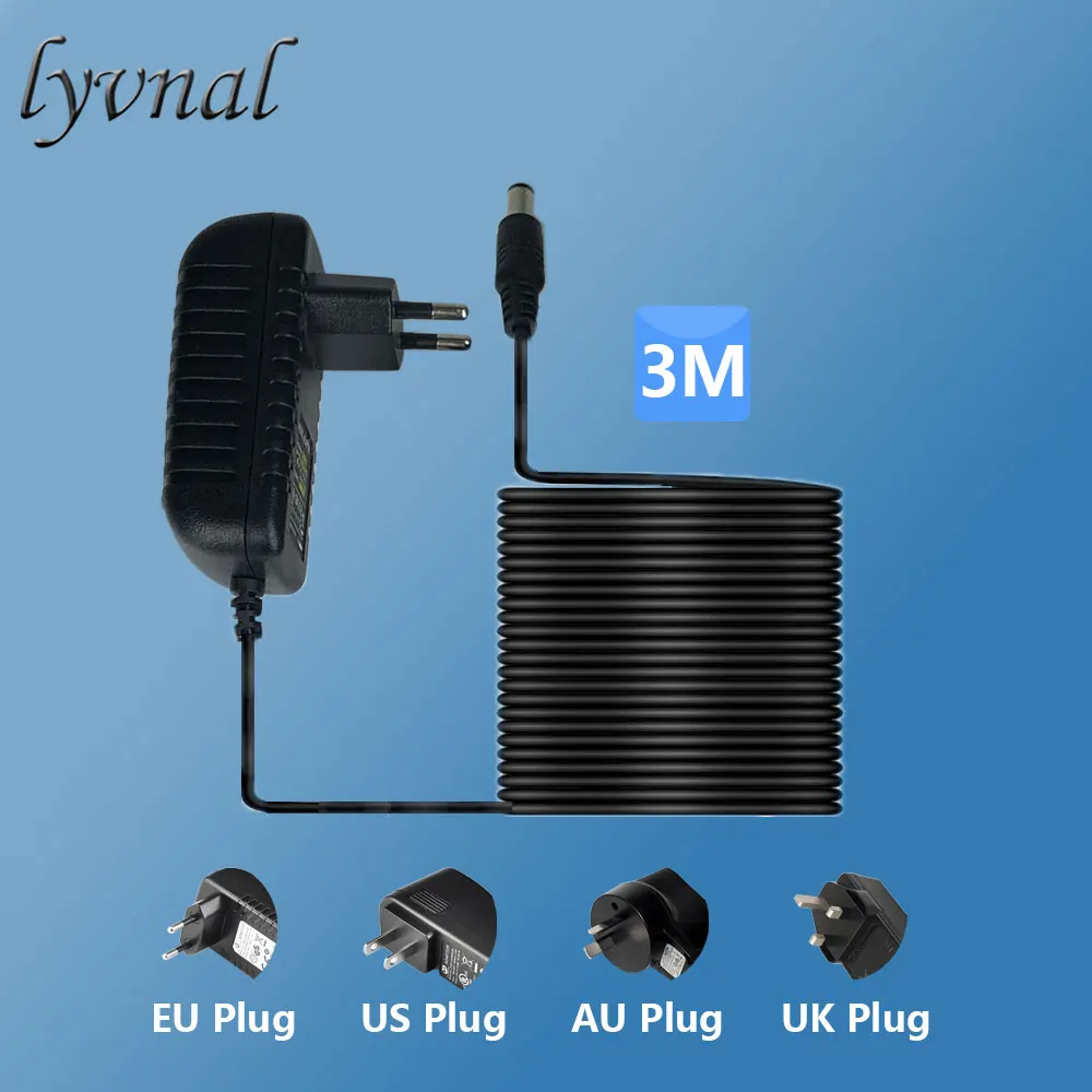 DC12V 2A Power Supply Adaptor 3M Cable 12V Security Professional Converter EU/US/AU/UK Adapter For CCTV Camera CCTV system
