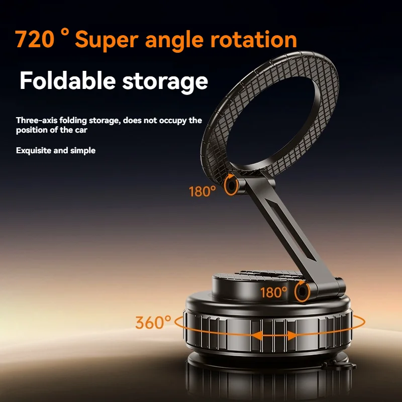 Car Mount Electric Vacuum Magnetic Holder Foldable Strong Suction Stand For Cell Phone For iphone 12 13 14 15 16 Live Streaming image 5