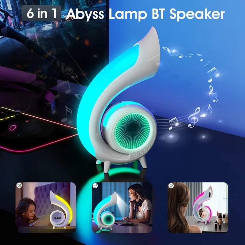 Mini Conch Wireless Atmosphere Lamp Touch To Adjust Lighting RBG Desktop Lamp Wireless Bluetooth Speaker Alarm Clock