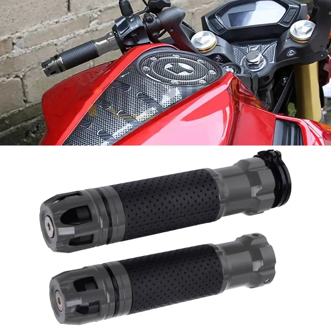 

1 Pair 7/8" 22mm Motorcycle Universal Rotatable Throttle Handlebar Handle Bar Aluminum Alloy Hand Grips Titanium & Black