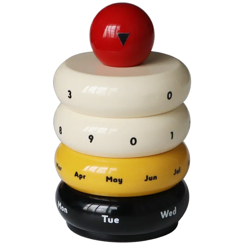 Color-Contrasting Resin Desk Ornament Rotating Calendar for Women And Girls Decorative Time Tracker with Smooth Rotation