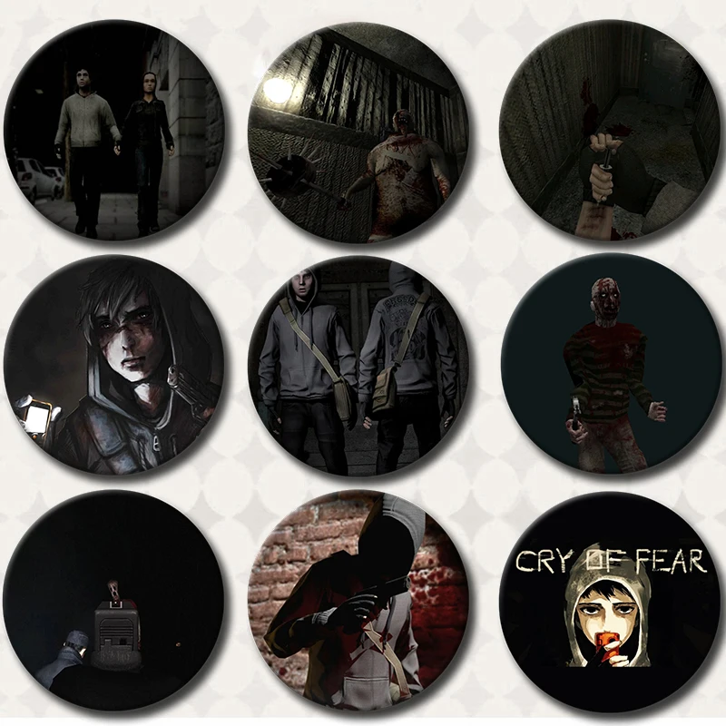 

Hot Game Cry of Fear Creative Tinplate Plastic Pins Button Brooches Badge on Backpack Accessories Jewelry Gifts for Boyfriend