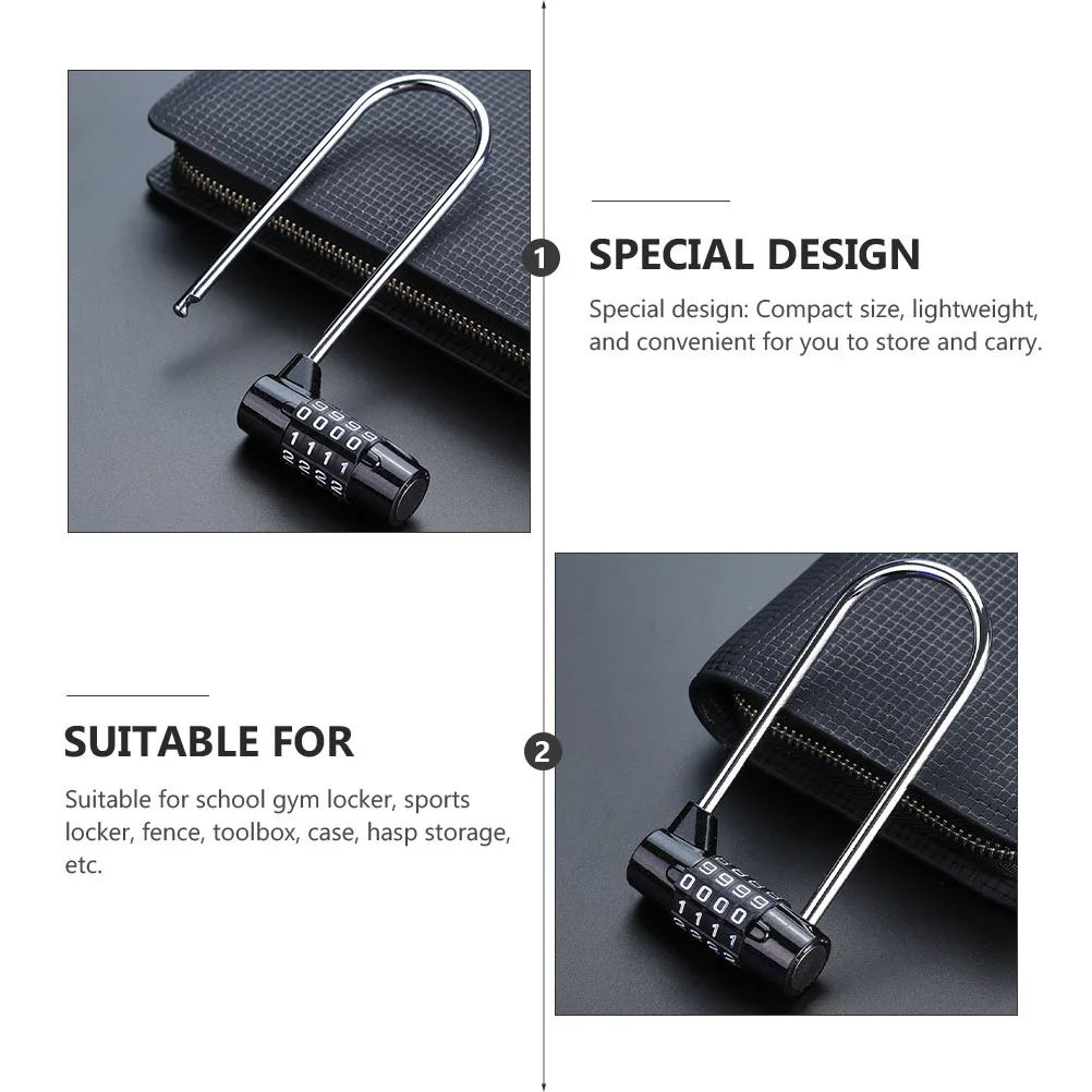 قفل مجمع مكون من 4 أرقام، قفل أمان مدمج خفيف الوزن وقابل لإعادة الضبط لحقيبة أدوات الصالة الرياضية، قفل معدني بكلمة مرور #4