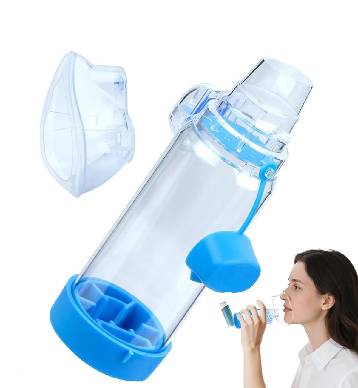 Automizer Spacer Nebelspeicher Kompressor Vernebler Tank Aerochamber mit Maskenbecher für Baby Erwachsene Kinder Asthma Inhalation Chamber