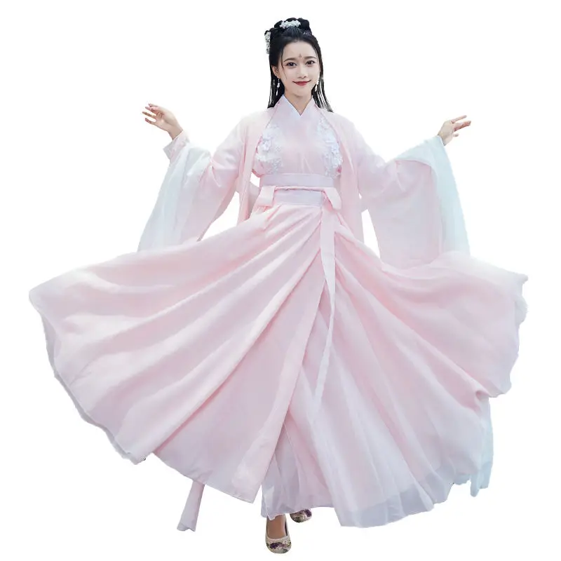 Hanfu Long Dress Folk Dance Costume Chinese Traditional National Fairy Cosplay Costume Ancient Princess Stage Outfits