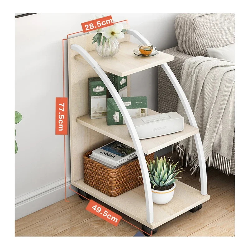 Quality Assurance Steel 4-Tier Bathroom Multifunctional Side Table Wood With Rolling Wheels