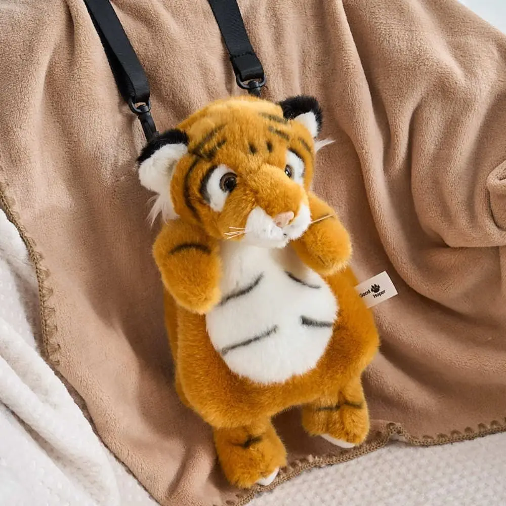 Lindo Animal relleno mochila de felpa Panda Tigre bolso de hombro de felpa ajustable simulación de dibujos animados bolso cruzado de felpa bolso para niños