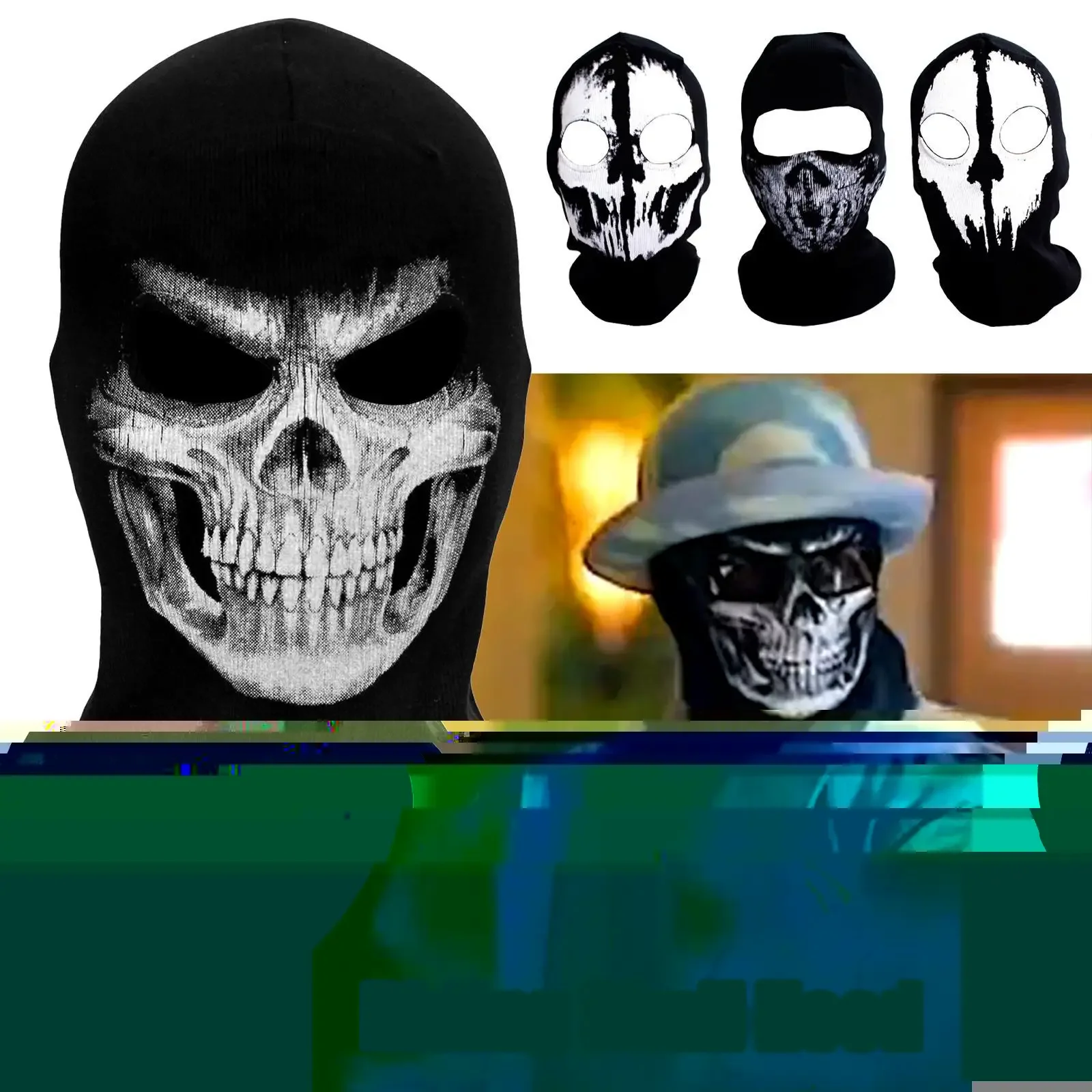 Passamontagna Moto Skull Print Moto Full Face Mask antivento sci Head Neck Warmer ciclismo Biker Hood Men Helmet Liner