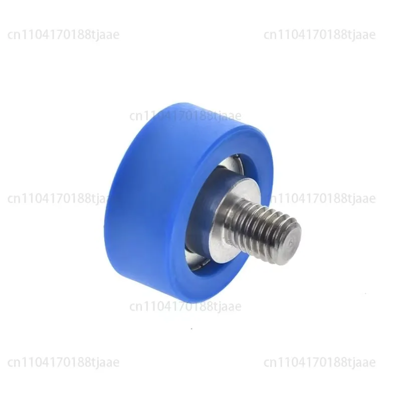 4 Pieces M10 Threaded PU Coated Polyurethane Adhesive Soft Rubber Pulley with Shaft Screw Silent Bearing Wheel