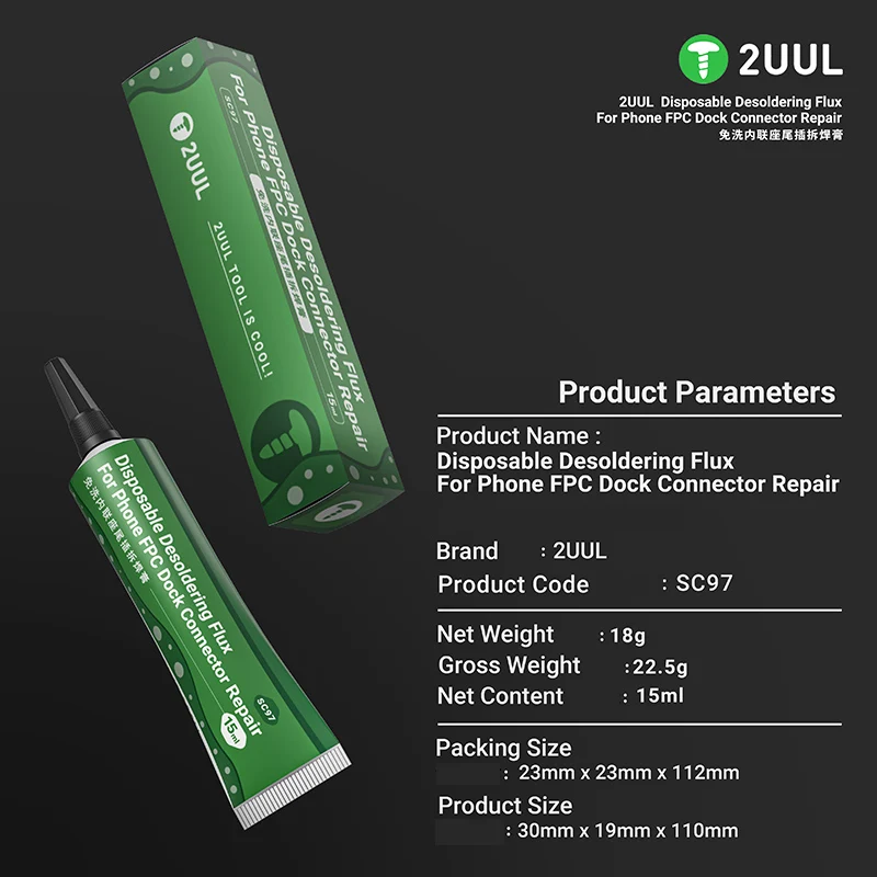 2UUL SC97 15ml Disposable Desoldering Flux For Mobile Phone FPC Dock Connector Repair for Soldering PCB Phone Repair