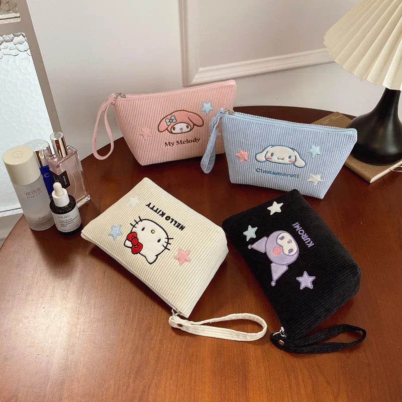 

Sanrio косметичка Kawaii органайзер для макияжа Kitty клатч портативная дорожная сумка для хранения вельветовая женская косметичка