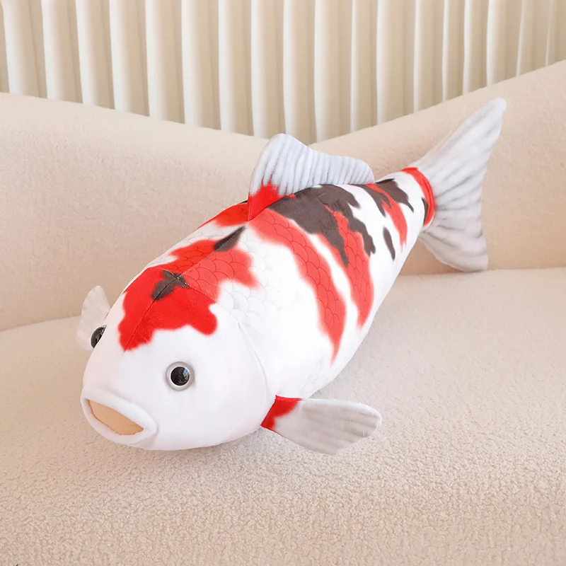 

1pc 75CM Simulation Koi Fish Plush Toys Soft Stuffed Cartoon Carp Plushie Pillow For Girls Boys Sofa Home Decor Cushion Gifts