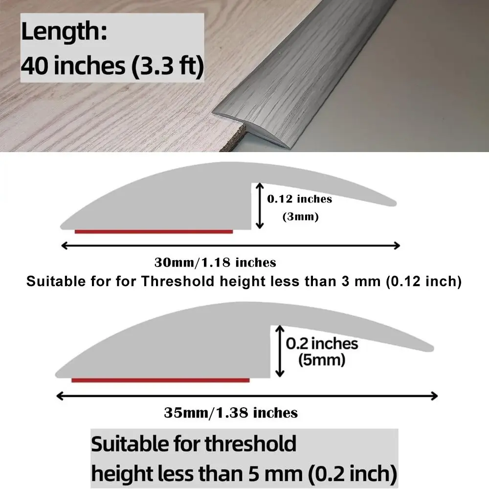 Carpet To Tile Floor Transition Strip Wear-resistant Cuttable Edging Trim Strip Self Adhesive PVC Flat Button Strip Doorway