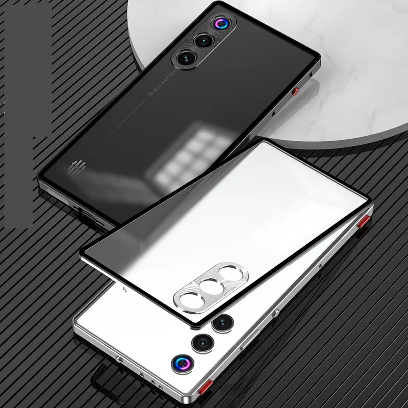 حافظة بإطار معدني مغناطيسي لهاتف Nubia Redmagic 10 غطاء خلفي من الأكريليك المعدني مضاد للصدمات رفيع للغاية Funda Coque Red Magic 10 Air
