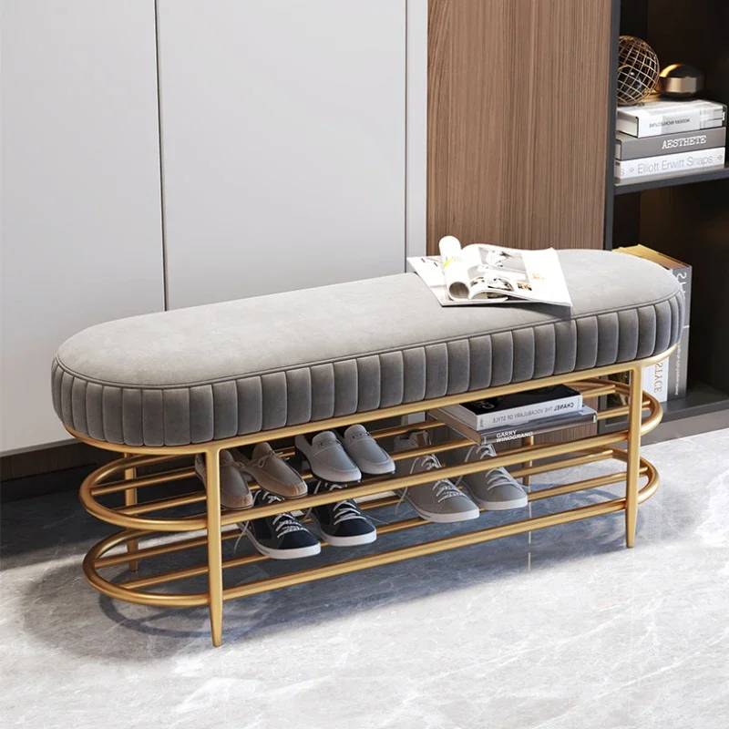 Luxurious Velvet Shoe Changing Stool with Cushion Multi-Size Shoe Rack for Entryways   Footwear Organizer