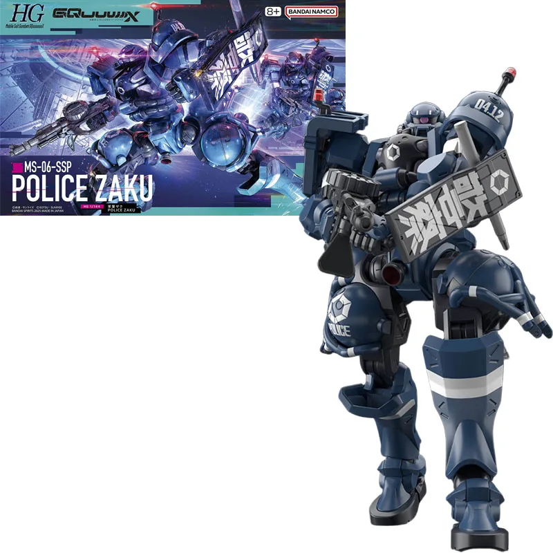 Bandai original gundam hg série polícia zuu gquuuuuux 1/144 anime figura de ação montagem modelo brinquedos modelo presentes para crianças